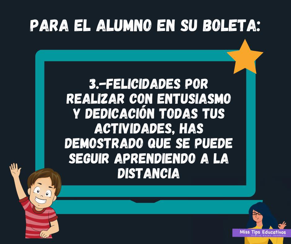 Súper frases positivas para escribir en las boletas de calificaciones,  expedientes, reportes y notas a padres de familia