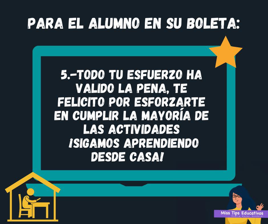 Súper frases positivas para escribir en las boletas de calificaciones,  expedientes, reportes y notas a padres de familia