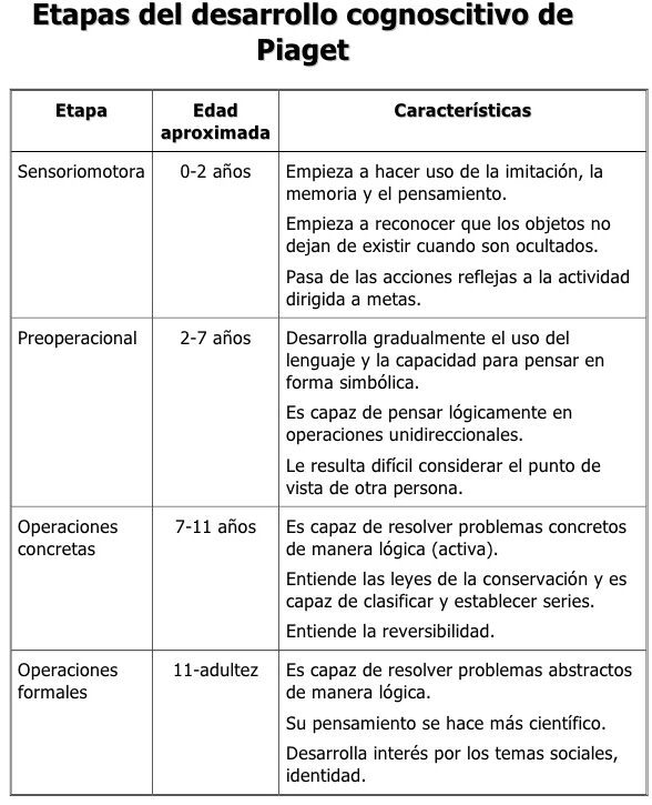 Piaget y las cuatro etapas del desarrollo cognitivo