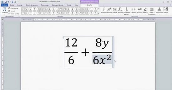 Cómo escribir o poner fracciones y fracciones con exponentes en Word